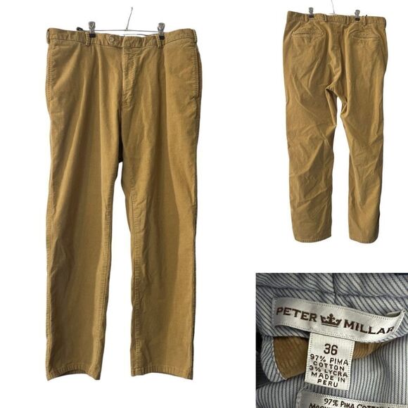 Peter Millar corduroy pants 36x30 tan pima cotton blend business casual office - Picture 1 of 5